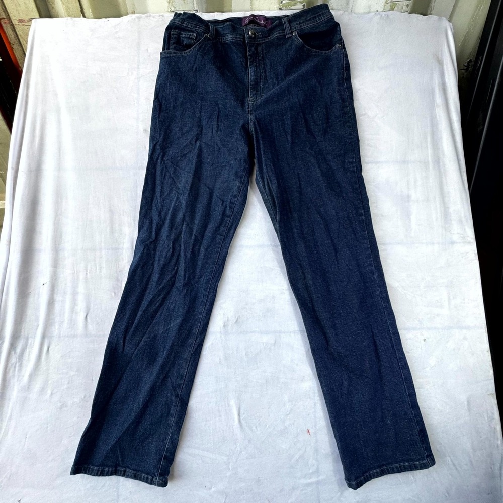 Gloria Vanderbilt Amanda Jeans Womens 14 Blue Denim Dark Wash Straight Leg